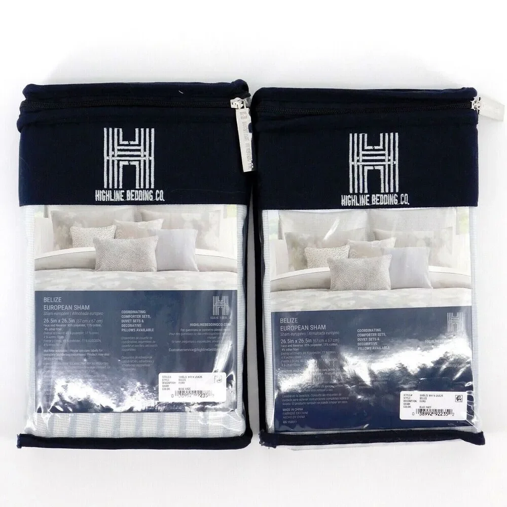 Highline Bedding Co Belize Blue Haze Stripe Euro Sham Set Of Two